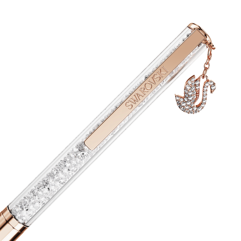 swarovski crystalline ballpoint pen  swan  rose gold tone plated