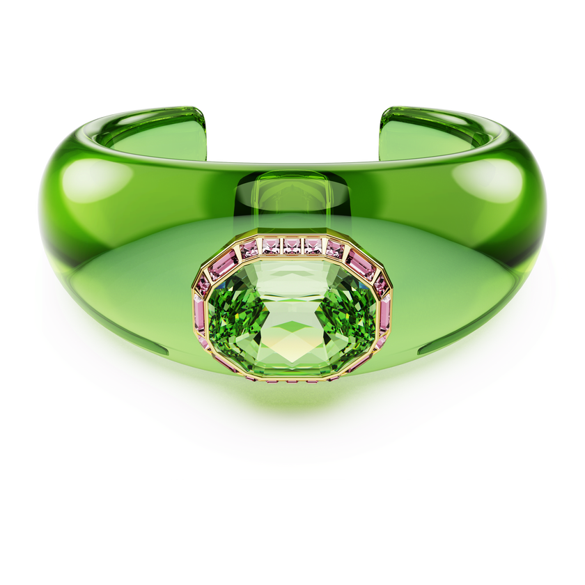 swarovski dulcis cuff  octagon cut  pav   green  gold tone plated