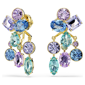 swarovski gema earring jackets  mixed cuts  multicolored  gold tone plated