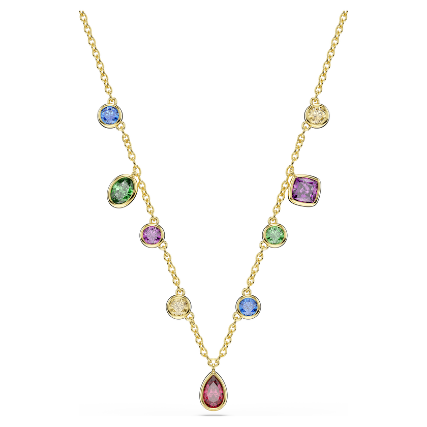 swarovski imber necklace  mixed cuts  multicolored  18k gold finish