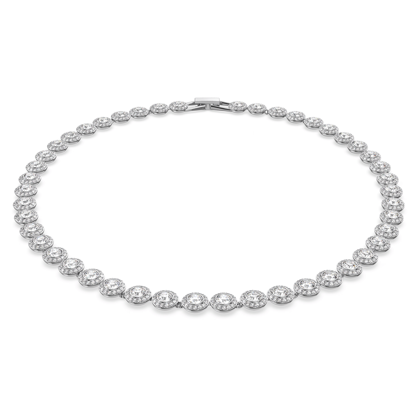 swarovski una angelic tennis necklace  round cut  medium  white  rhodium plated
