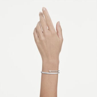 swarovski fresh bangle  round cut  white  rhodium plated