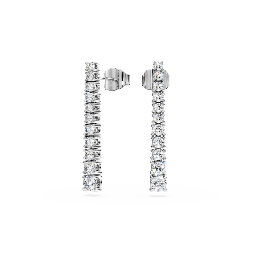 swarovski eternity drop earrings  lab grown diamonds 1 3 ct tw  round shape  18k white gold
