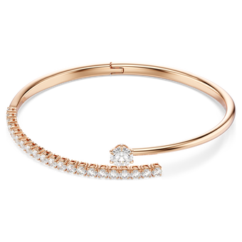 swarovski matrix bangle  round cut  white  18k rose gold finish