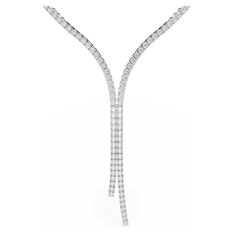 swarovski matrix y necklace  round cut  white  rhodium plated