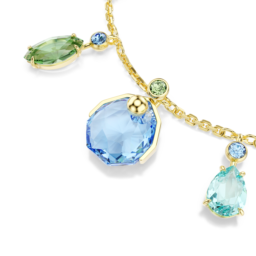 swarovski gema bracelet  mixed cuts  multicolored  gold tone plated