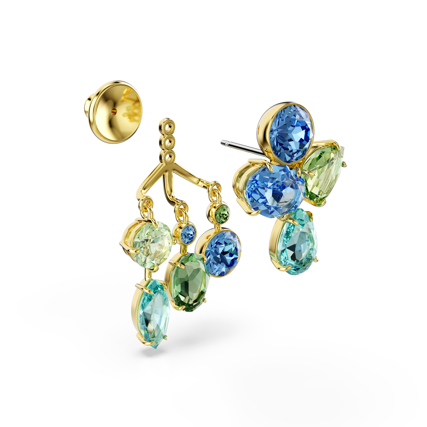 swarovski gema earrings  mixed cuts  multicolored  gold tone plated