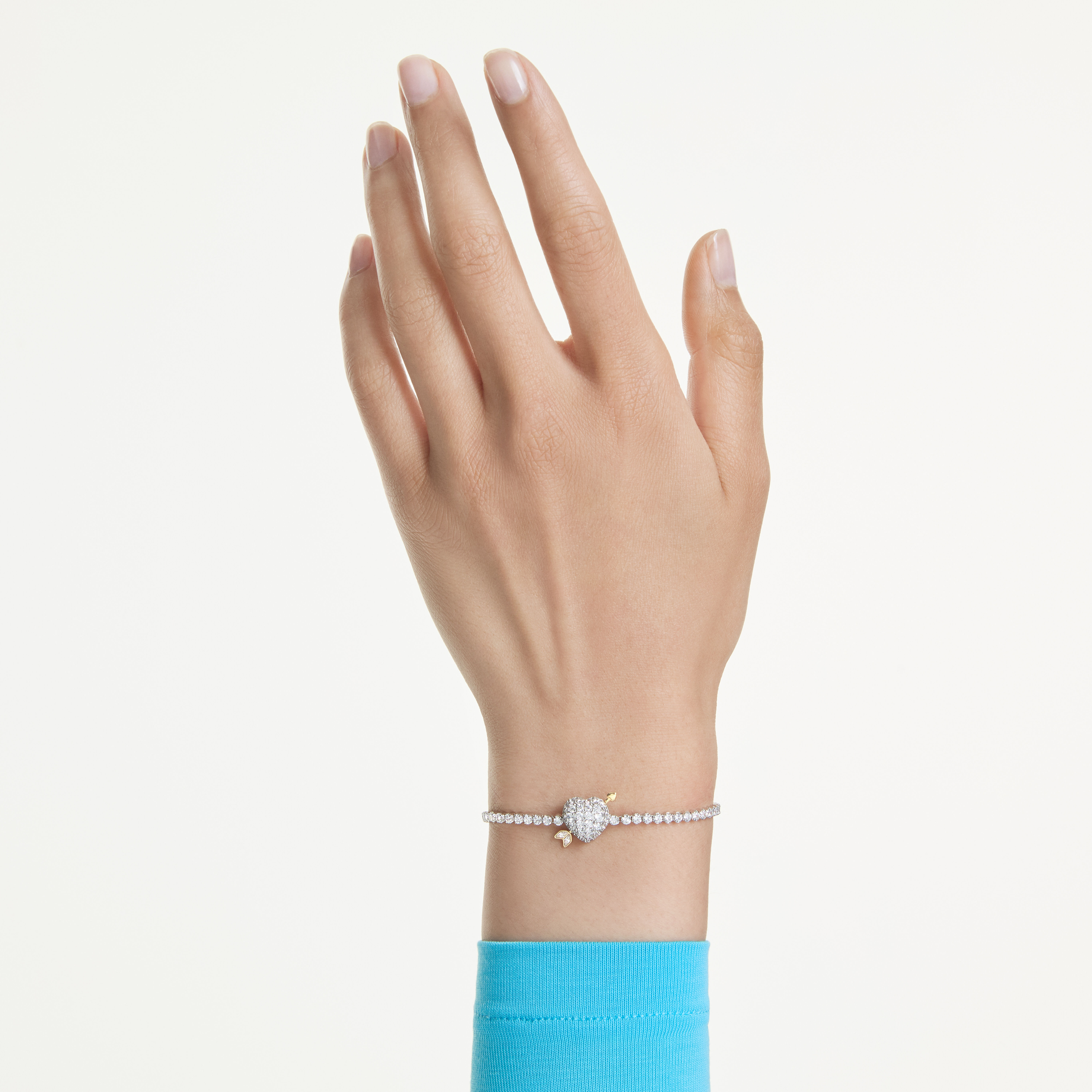 swarovski idyllia bracelet  mixed cuts  heart with arrow  white  rhodium plated