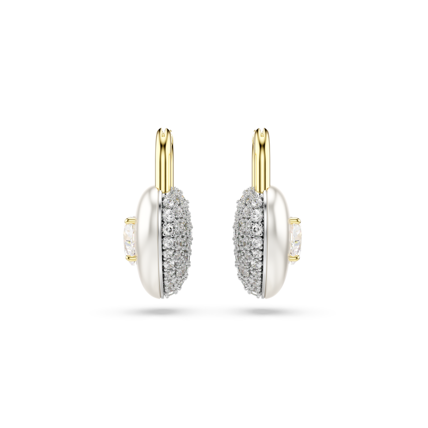 swarovski idyllia drop earrings  mixed cuts  heart  white  gold tone plated