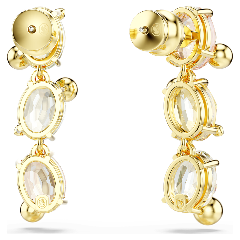 swarovski gema drop earrings  asymmetrical design  mixed cuts  multicolored  gold tone plated