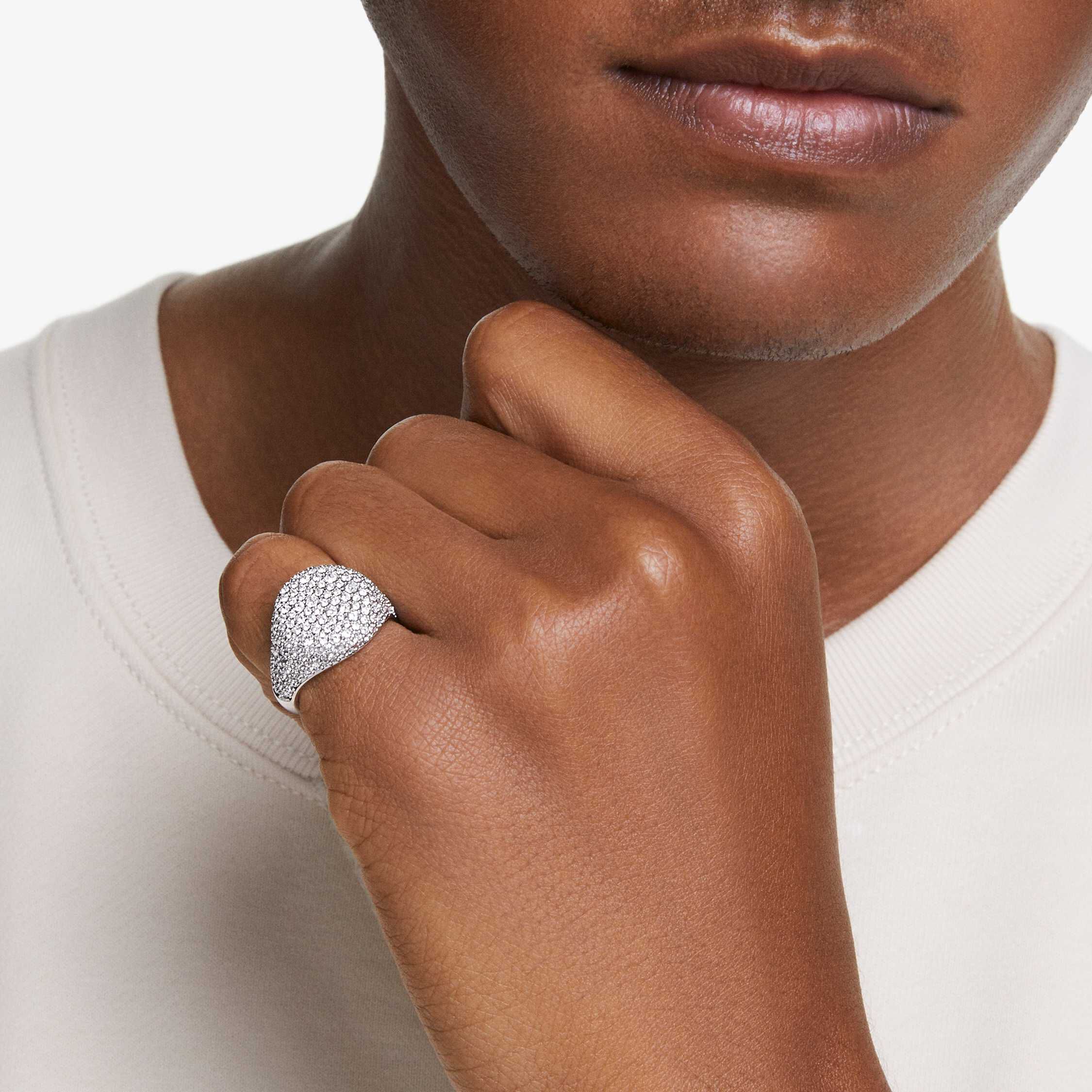 swarovski sublima cocktail ring  white  rhodium plated