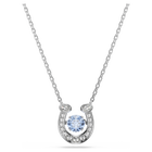 swarovski symbolica pendant  round cut  pav   horse shoe  blue  rhodium plated