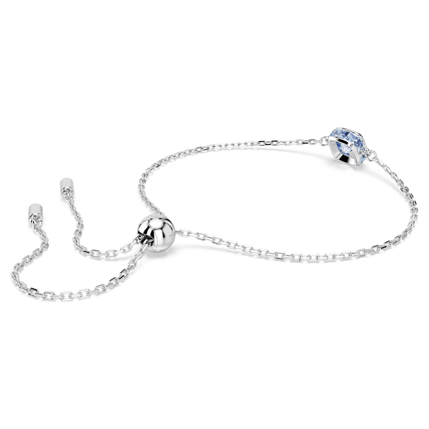 swarovski birthstone bracelet  square cut  march  blue  rhodium plated