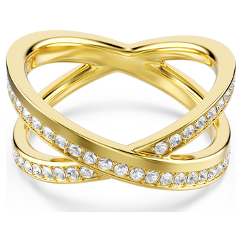 swarovski delta band ring  round cut  white  18k gold finish