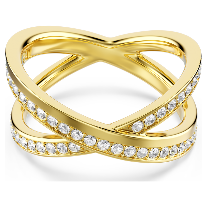 swarovski delta band ring  round cut  white  18k gold finish