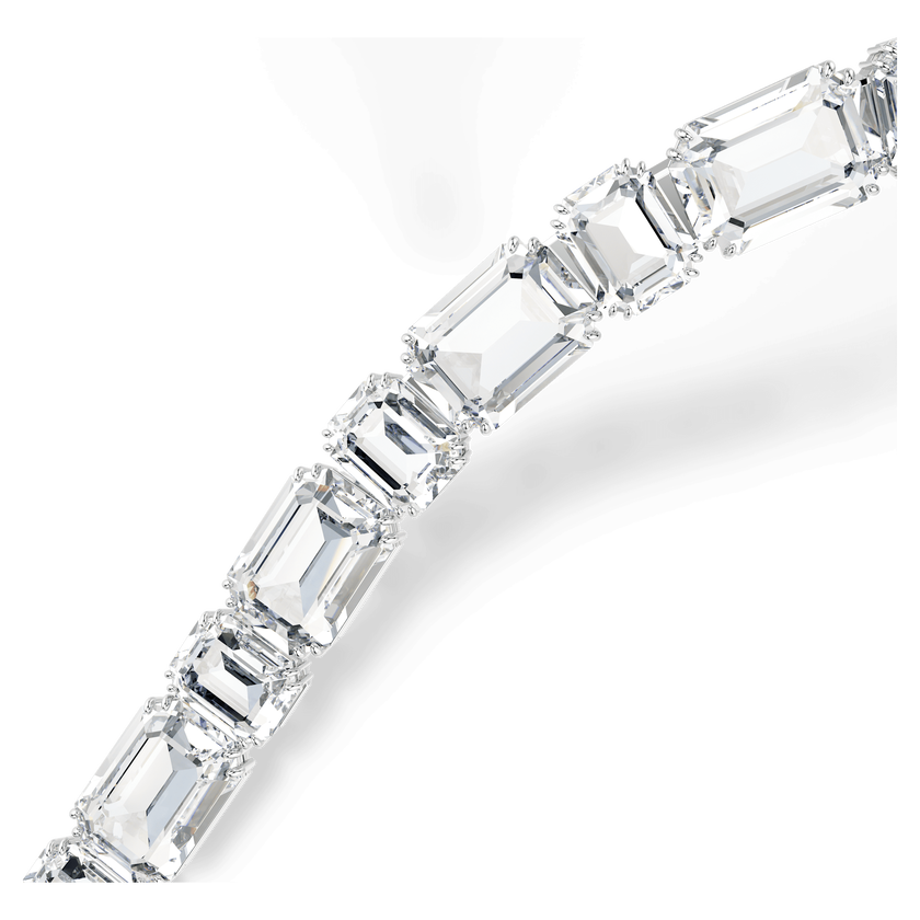 swarovski millenia tennis necklace  octagon cut  white  rhodium plated