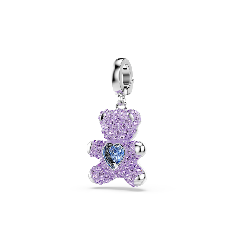 swarovski idyllia charm  mixed cuts  teddy  purple  rhodium plated