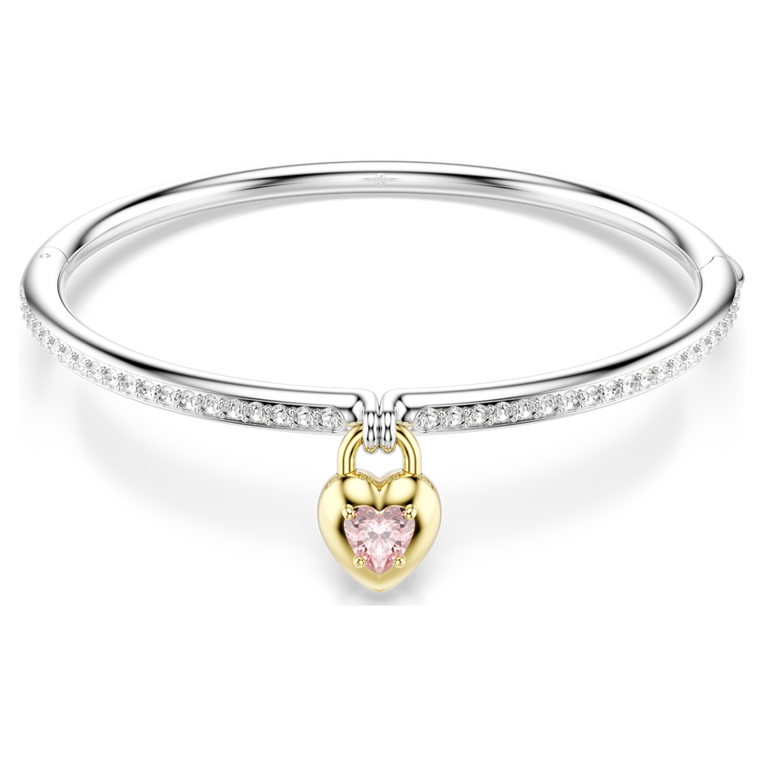 swarovski idyllia bangle  mixed cuts  heart  pink  mixed metal finish