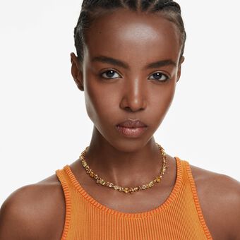 swarovski gema necklace  mixed cuts  yellow  18k gold finish