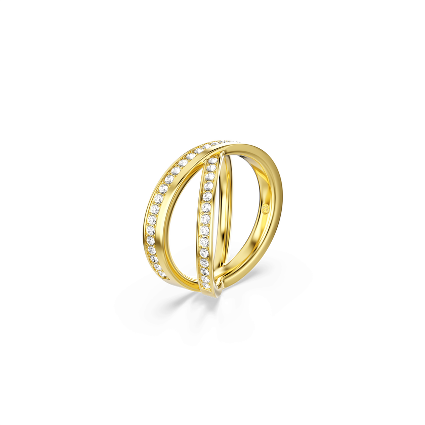 swarovski delta band ring  round cut  white  18k gold finish