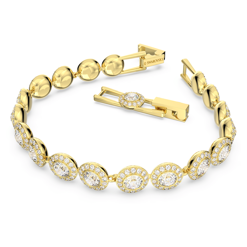 swarovski una angelic tennis bracelet  round cut  pav   medium  white  gold tone plated