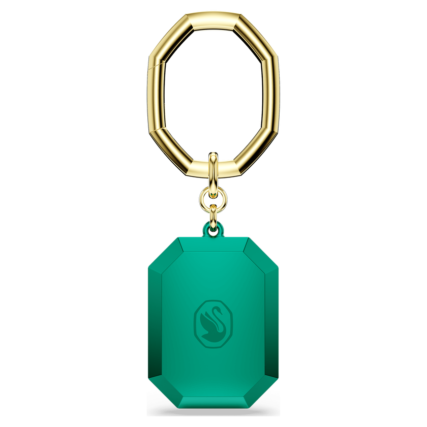 swarovski key ring  octagon cut  green  mixed metal finish