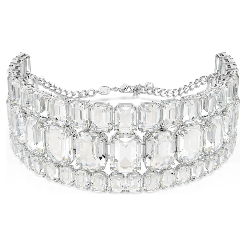 swarovski millenia choker  octagon cut  white  rhodium plated