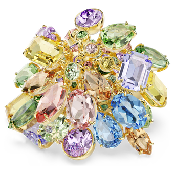 swarovski gema cocktail ring  mixed cuts  multicolored  18k gold finish
