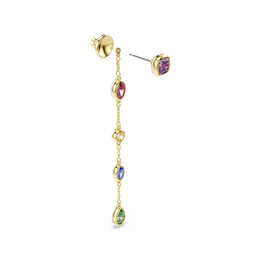 swarovski imber drop earrings  mixed cuts  multicolored  18k gold finish