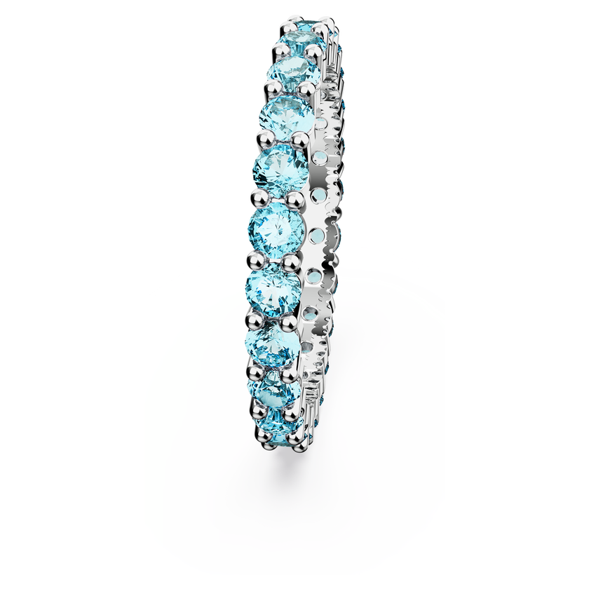 swarovski matrix ring  round cut  blue  rhodium plated