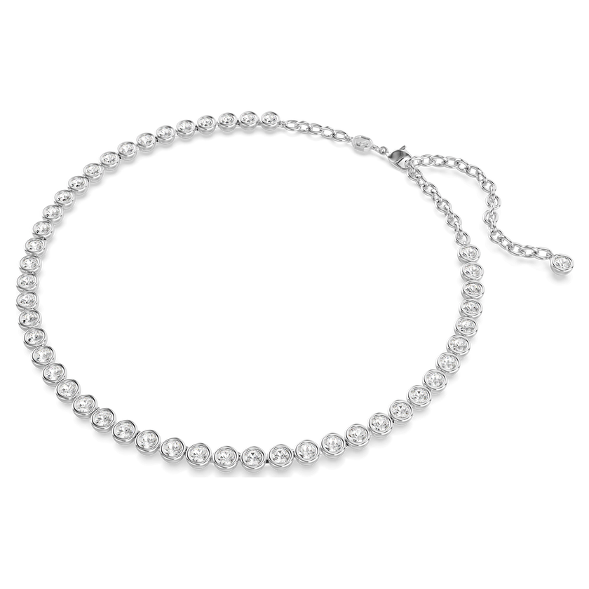 swarovski imber tennis necklace  round cut  white  rhodium plated