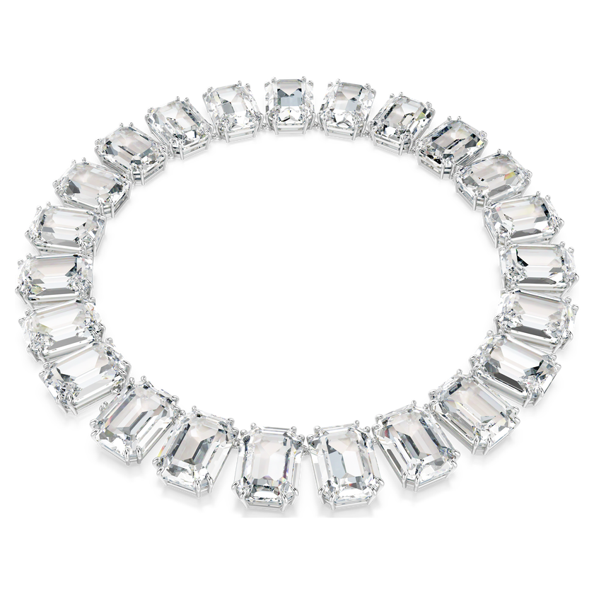 swarovski millenia tennis necklace  octagon cut  white  rhodium plated