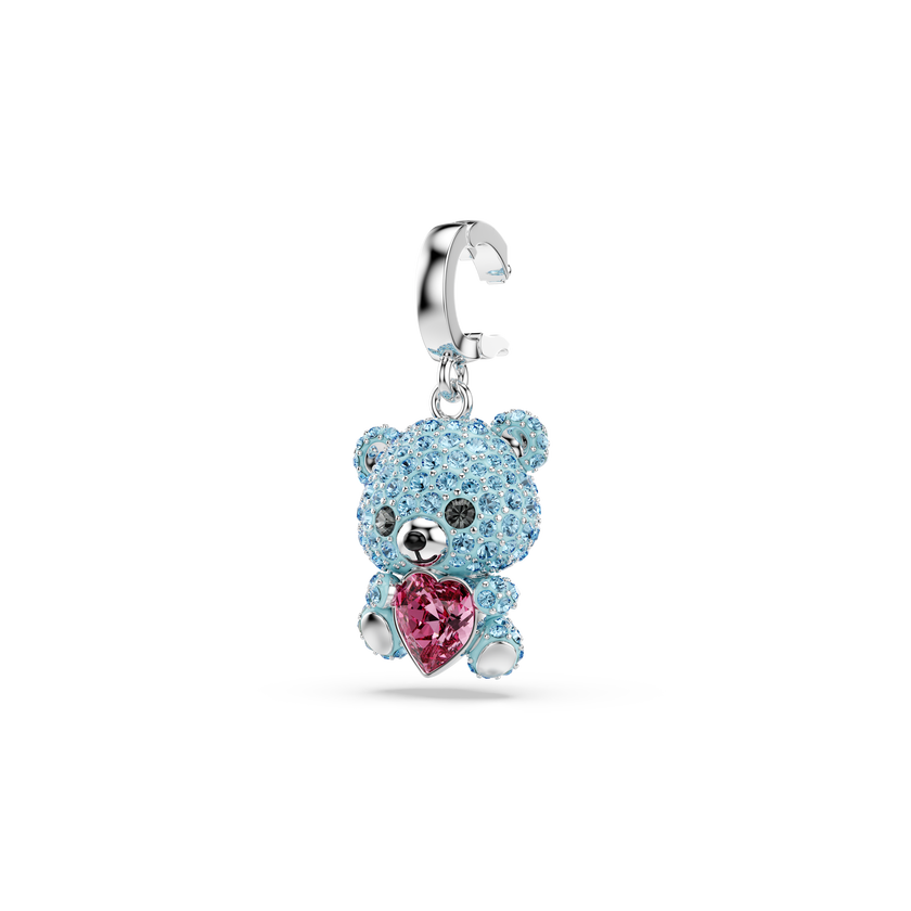 swarovski idyllia charm  mixed cuts  teddy  blue  rhodium plated