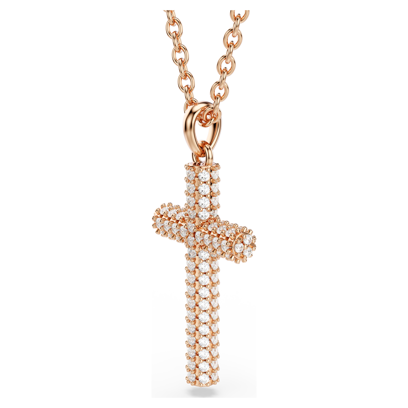 swarovski insigne pendant  cross  white  18k rose gold finish