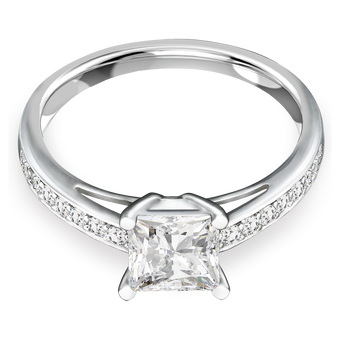 swarovski attract ring  pav   white  rhodium plated