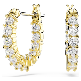 swarovski matrix vittore hoop earrings round cut white gold tone plated