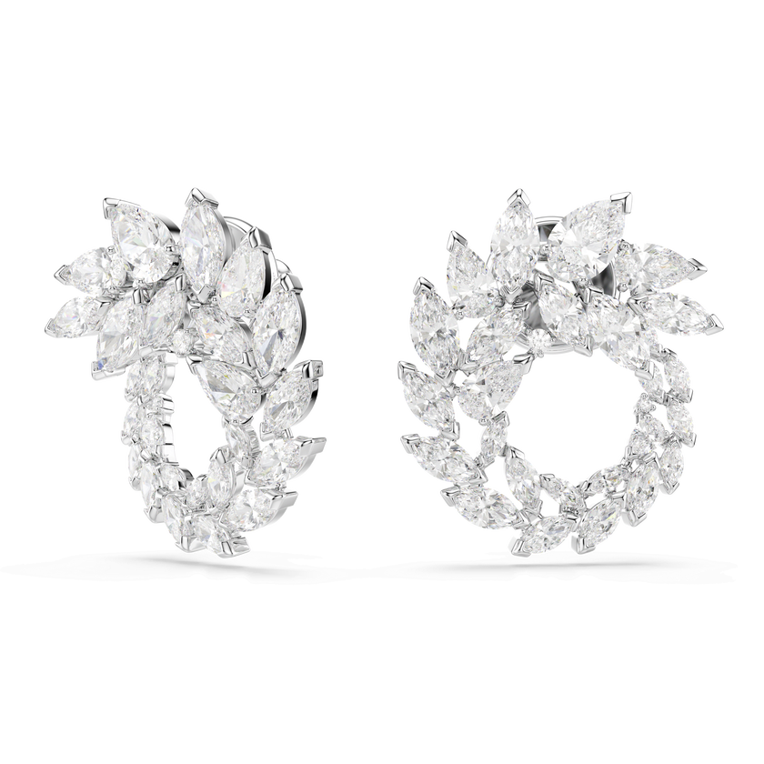 swarovski mesmera hoop earrings  marquise cut  white  rhodium plated
