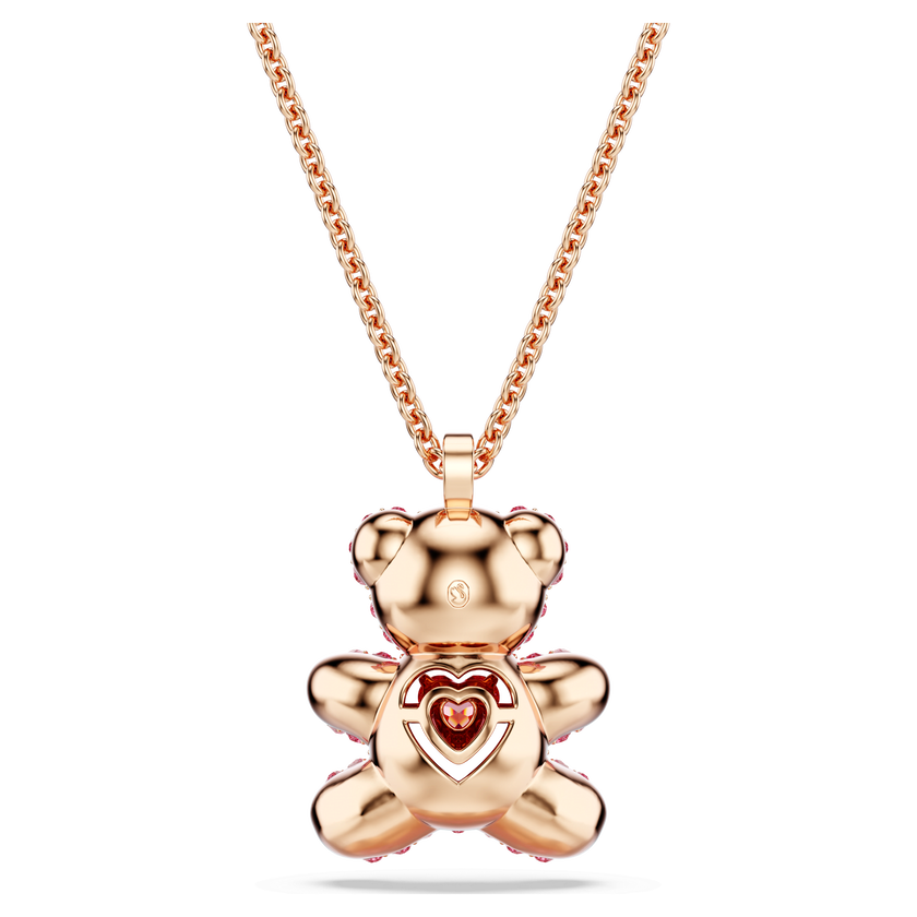 swarovski teddy pendant  bear  pink  rose gold tone plated