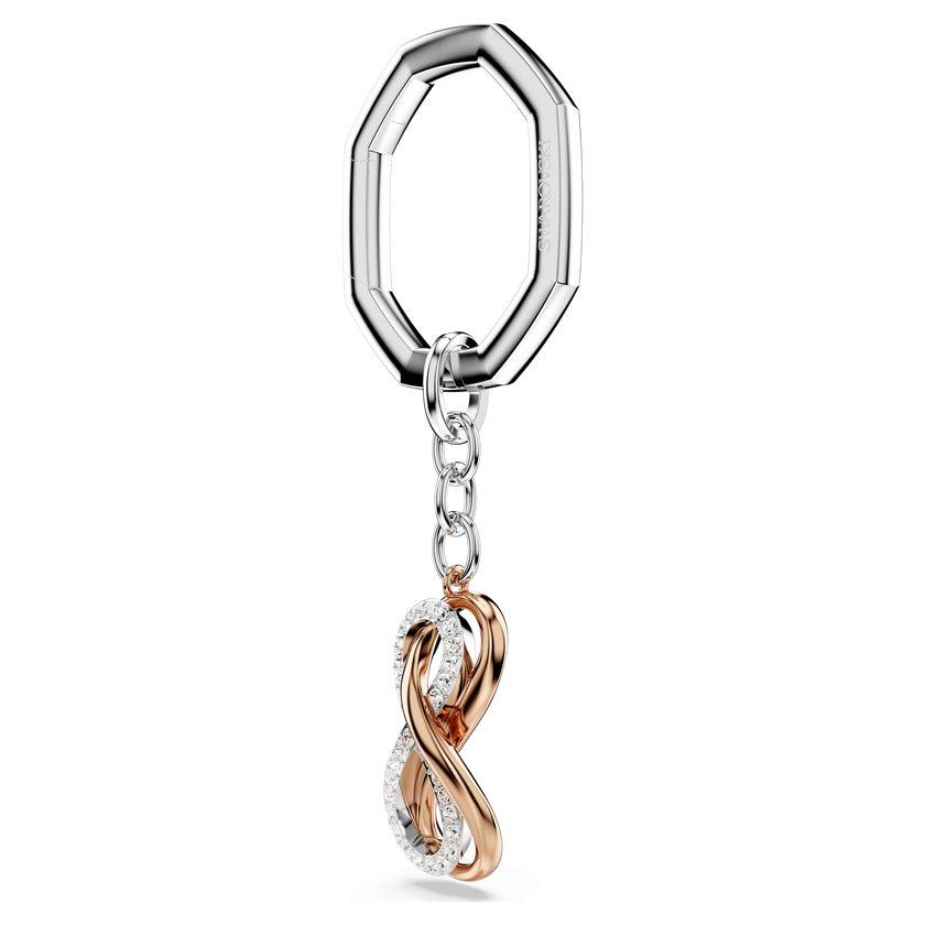 swarovski key ring  infinity  white  mixed metal finish