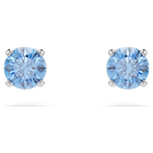 swarovski stilla attract stud earrings round cut blue rhodium plated