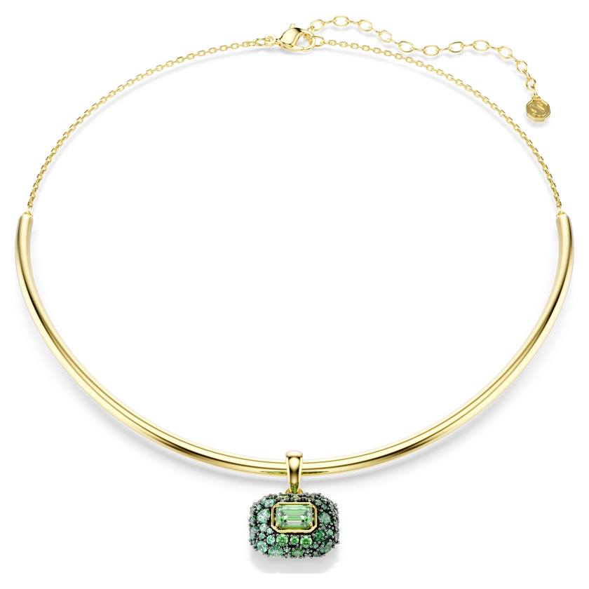 swarovski sublima choker  octagon cut  green  18k gold finish