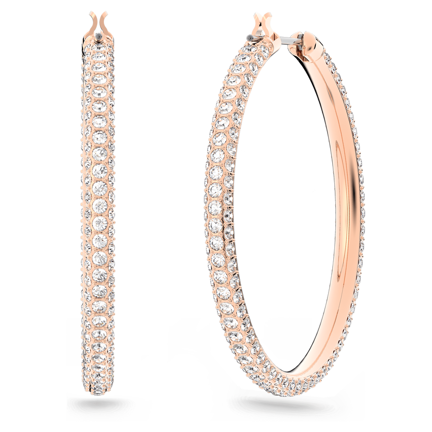 swarovski dextera hoop earrings  pav   large  white  rose gold tone plated