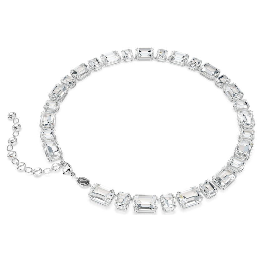 swarovski millenia tennis necklace  octagon cut  white  rhodium plated
