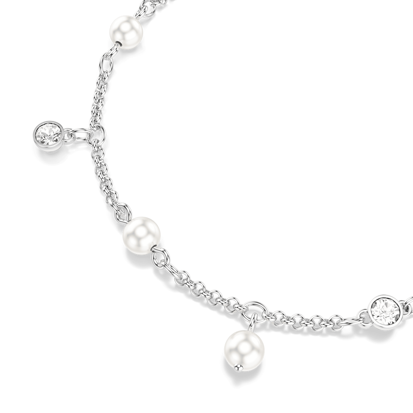 swarovski imber bracelet  crystal pearl  round cut  white  rhodium plated