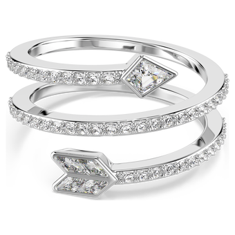 swarovski idyllia motif ring  mixed cuts  arrow  white  rhodium plated