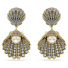swarovski idyllia clip earrings crystal pearl shell white gold tone plated