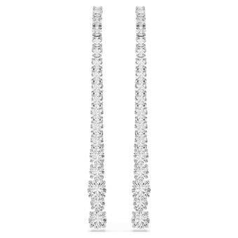 Matrix drop earrings, Gradient of round cuts, White, Rhodium plated swarovski matrix drop earrings  gradient of round cuts  white  rhodium plated