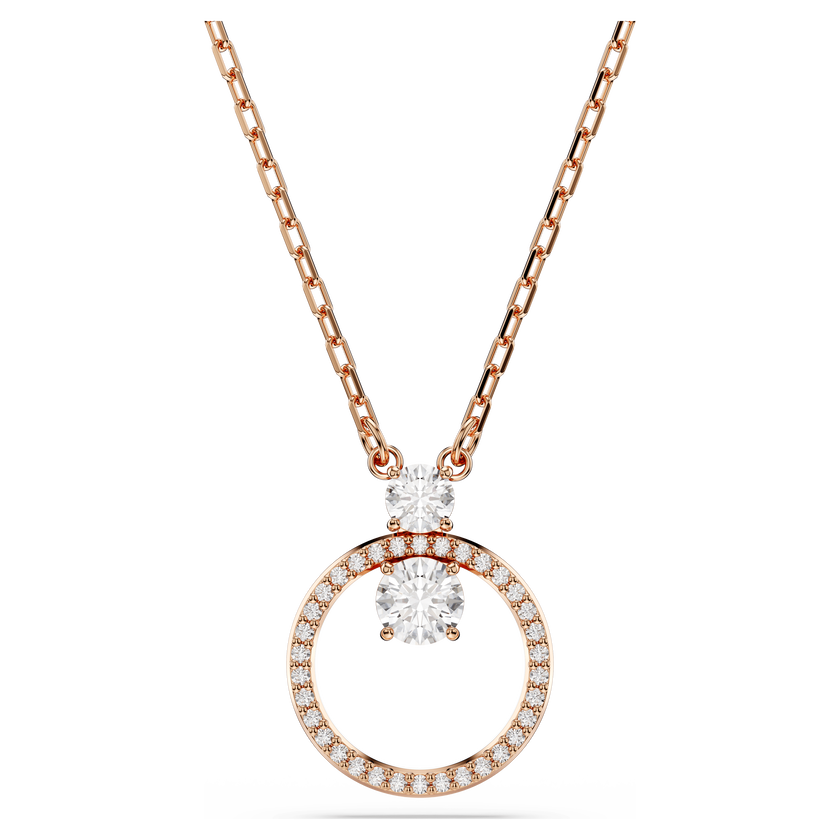 swarovski constella pendant  pav   round cut  white  rose gold tone plated