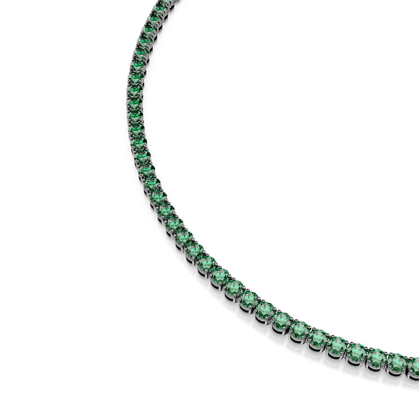swarovski matrix tennis necklace  round cut  green  ruthenium plated