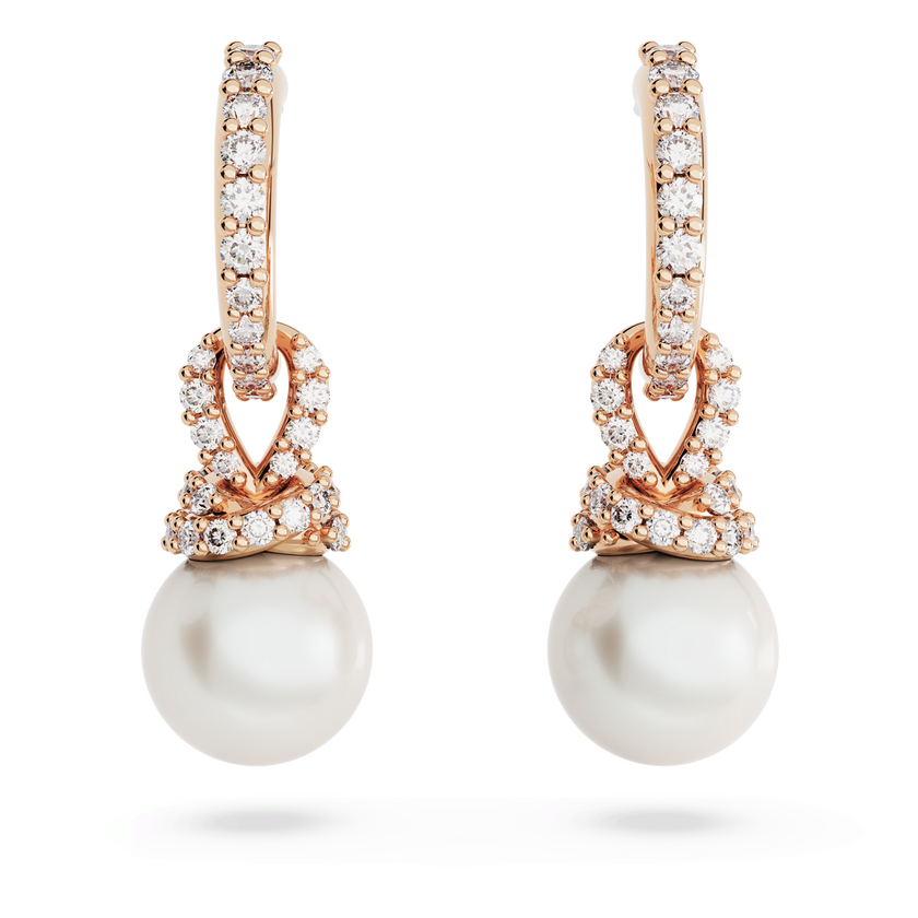 swarovski originally drop earrings  white  rose gold tone plated